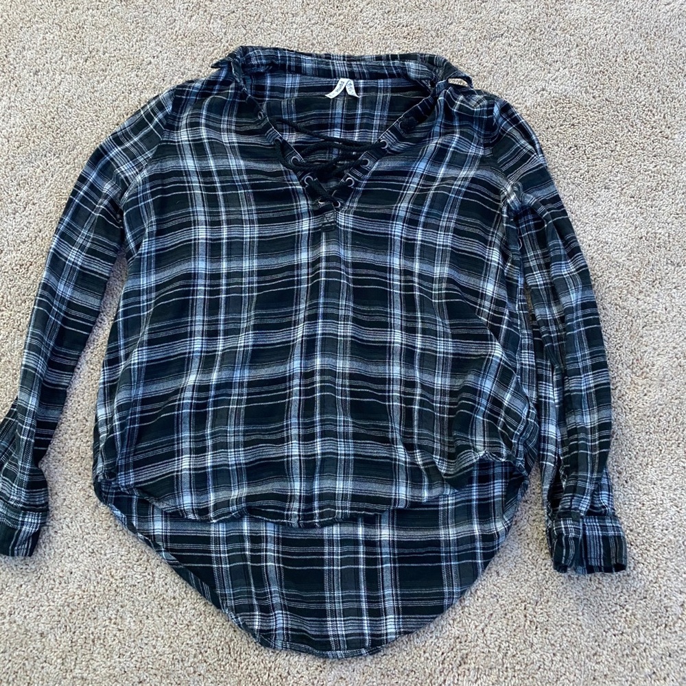 black plaid shirt